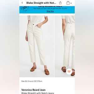 Veronica Beard Blake Straight with Notch Jeans